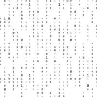 Binary code zero one matrix white background. Technology connection digital data abstract background. vector