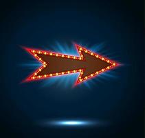 Retro arrow to left with shining blue background vector