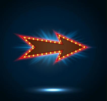 Retro arrow to left with shining blue background