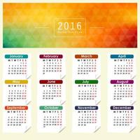 Calendar for 2016. Abstract illustration template design vector