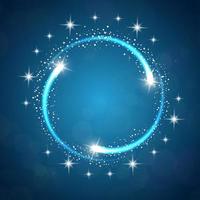 Sparkles blue background with stars round frame.vector vector