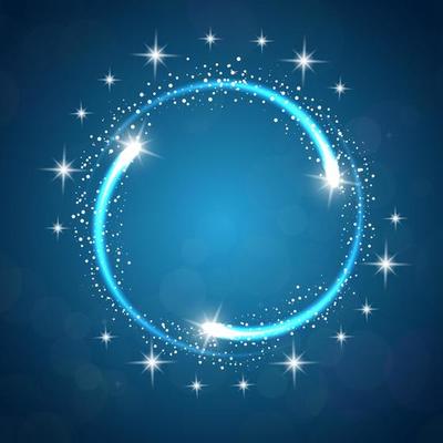 Sparkles blue background with stars round frame.vector