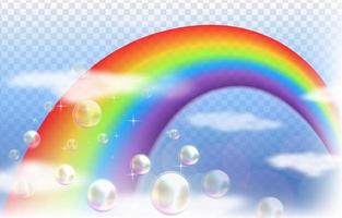 Rainbow background on blue sky vector