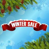 banner de fondo de venta de invierno y árbol de navidad. vector