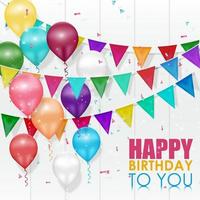 Color balloons Happy Birthday on white background.vector
