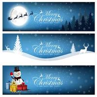 Set of Merry Christmas, banner design background vector