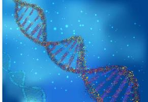 Multicolored DNA molecules on science background