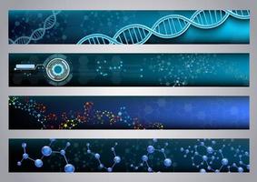 Molecular structure and DNA banners background vector