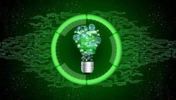 Light bulb on green abstract technology background.vector vector