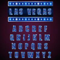 Alphabets lamp of light neon of blue  on blue background  .Vector vector