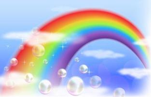 Rainbow background on blue sky vector