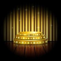 Empty stage with golden spotlight background vector