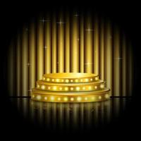 Empty stage with golden spotlight background vector