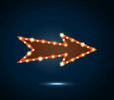 An arrow sign with light bulbs on blue background.Vector vector