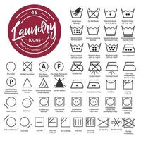 46 Laundry, fabric care icon and symbol set vector