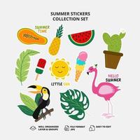 Summer stickers collection set vector