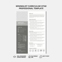Minimalist curriculum vitae professional template vector