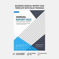 Business annual report 2022 template with blue triangle vector