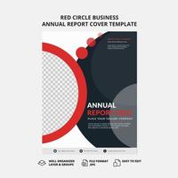 Red circle business annual report cover template vector