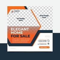 elegante casa en venta folleto de publicidad de bienes raíces cuadrados o plantilla de diseño de banner vector premium