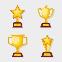 four golden awards trophies vector