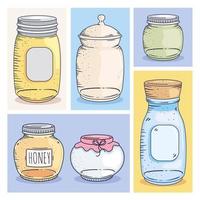 jars glass icons vector