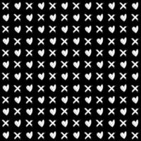 memphis style simple vector xo pattern, grunge texture with symbols of zero and cross.