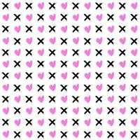 memphis style simple vector xo pattern, grunge texture with symbols of zero and cross.