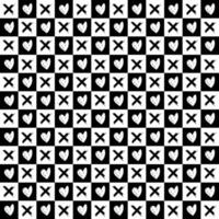 memphis style simple vector xo pattern, grunge texture with symbols of zero and cross.