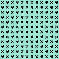 memphis style simple vector xo pattern, grunge texture with symbols of zero and cross.