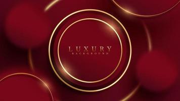 Luxury background and red circle frame with golden line and glitter light effects decorations. vector