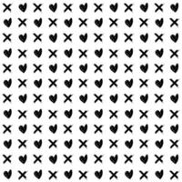 memphis style simple vector xo pattern, grunge texture with symbols of zero and cross.