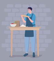 hombre con afición a la cocina vector