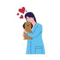 veterinarian carrying dog vector