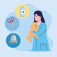 veterinarian with cat vector