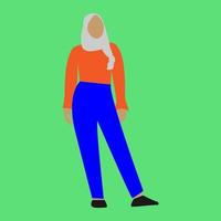 illustration of woman in hijab standing vector