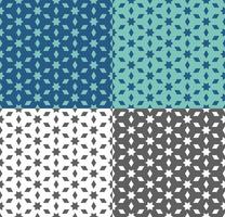 Seamless geometric pattern in ethnic style. Repeating texture with star and polygon for wallpaper, packaging, fabric print, backdrop, textile. Vector monochrome, blue and turquoise background