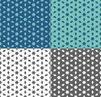 Seamless geometric pattern in ethnic style. Repeating texture with star and polygon for wallpaper, packaging, fabric print, backdrop, textile. Vector monochrome, blue and turquoise background