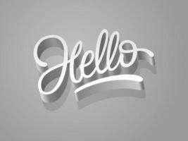 Hello word 3d calligraphy design. Handwritten hello script. Vector illustration. Lettering for greeting card. Calligraphy simple logo for banner, poster, web, greeting.