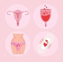 iconos higiene menstrual vector