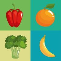 four healthy food icons vector