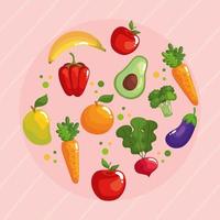 healthy food in circle vector