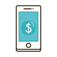 teléfono inteligente con símbolo de dólar vector