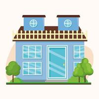 blue house and trees vector