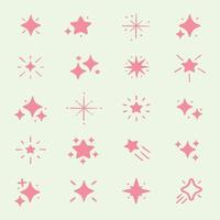 Sparkling stars vector icon set in flat brown style premium Vector