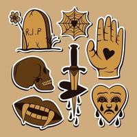 Sticker collection hand drawn style vintage premium vector