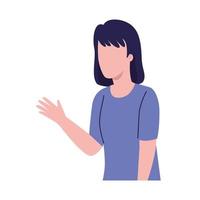 woman faceless with hand up vector