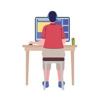 man back using computer vector