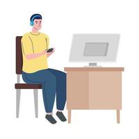 man playing in computer vector