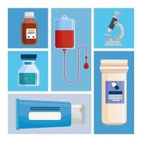 bottle medicine and medical icons vector